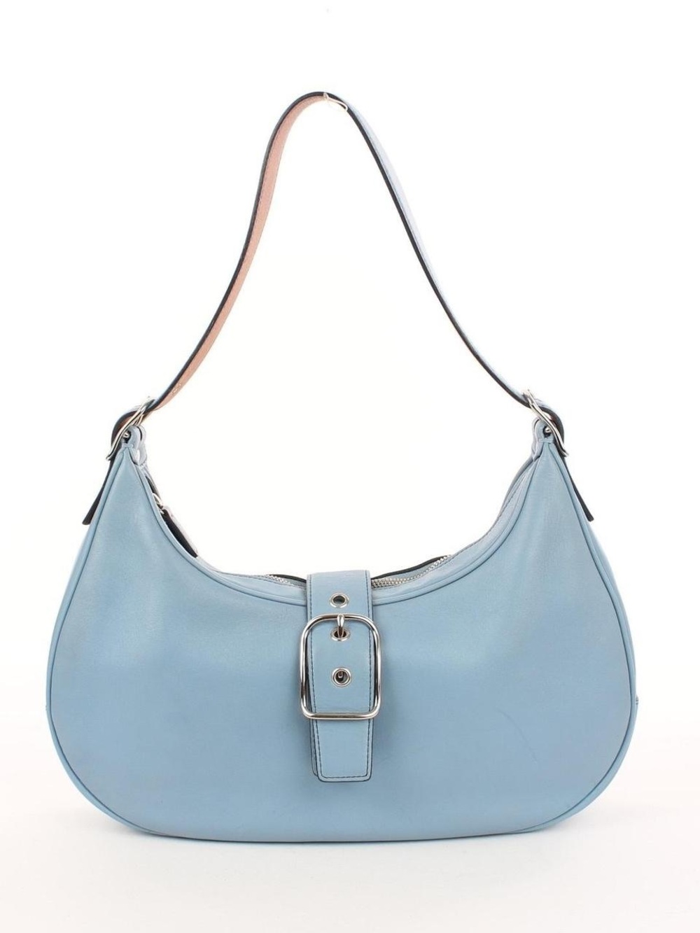 Coach Light Blue Leather Hobo with Buckle Detail